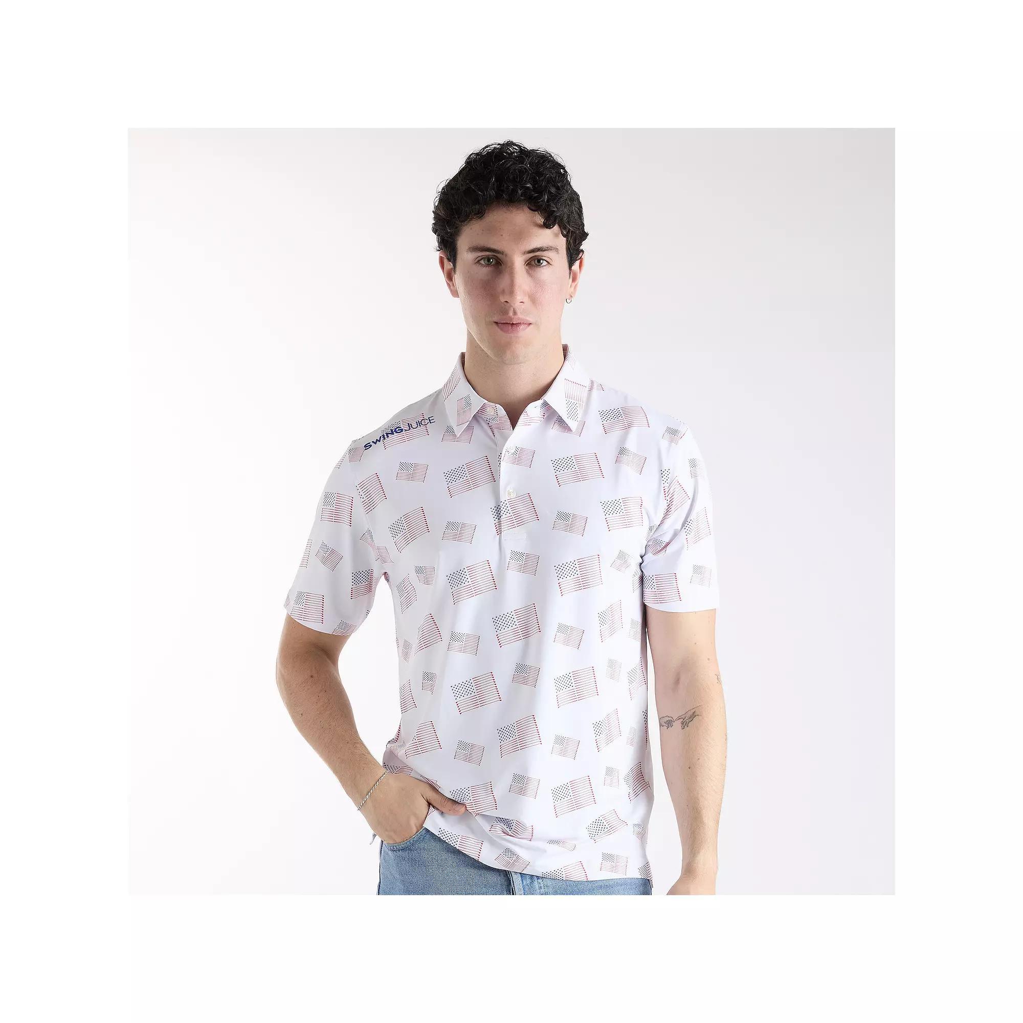 Men's SwingJuice Golf Flag Polo, Size: XL, White Product Image