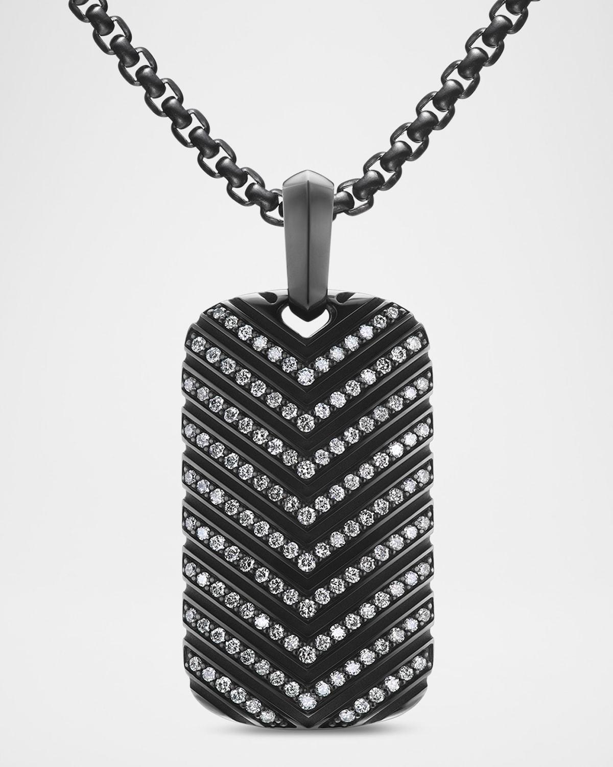 Mens Chevron Tag Enhancer in Titanium with Diamonds, 34mm Product Image