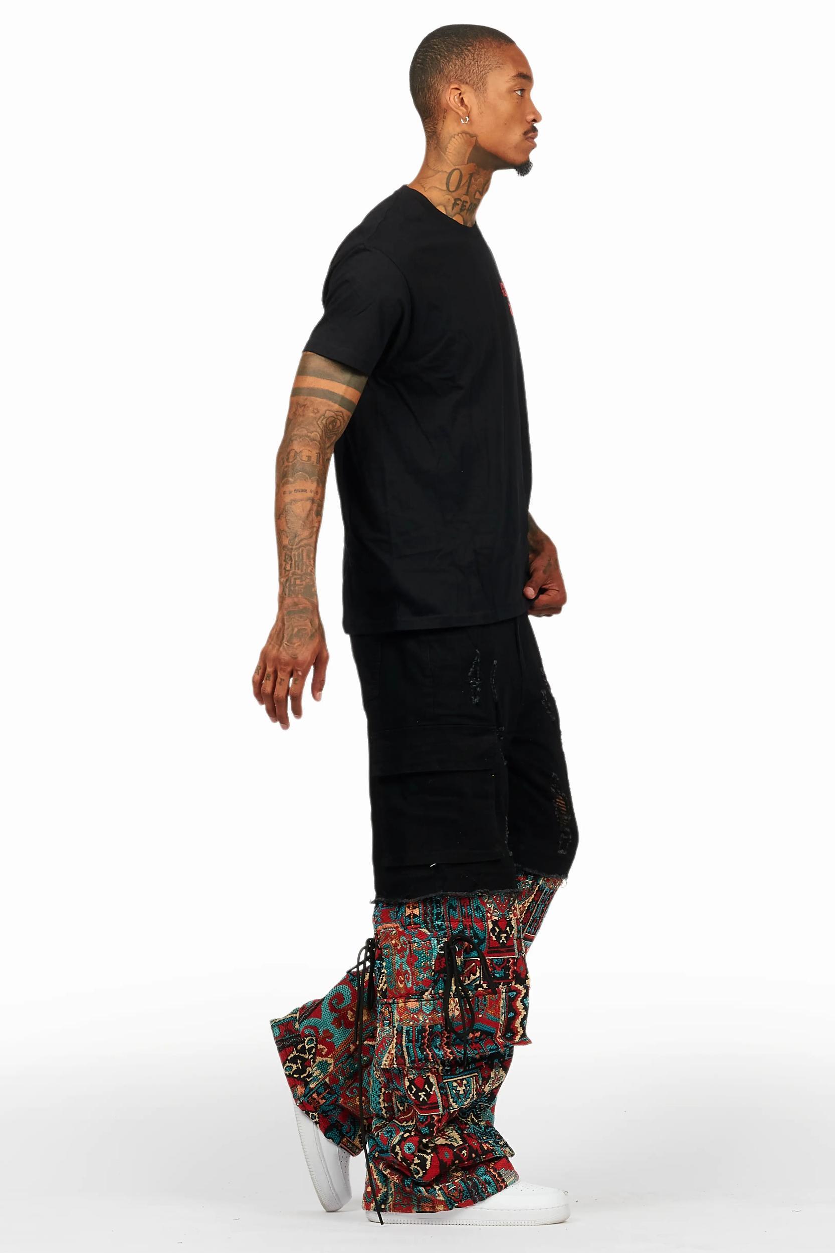 Lake Black/Red T-Shirt/Tapestry Baggy Jean Bundle Male Product Image