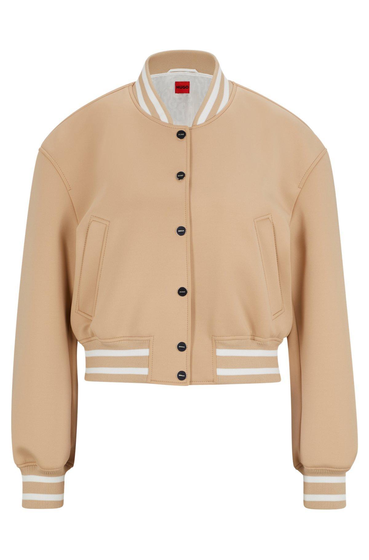 Cropped bomber jacket with striped trims in relaxed fit Product Image