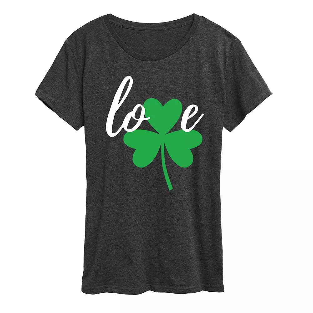 Womens Love Shamrock Graphic Tee, Girls Heather Grey Product Image