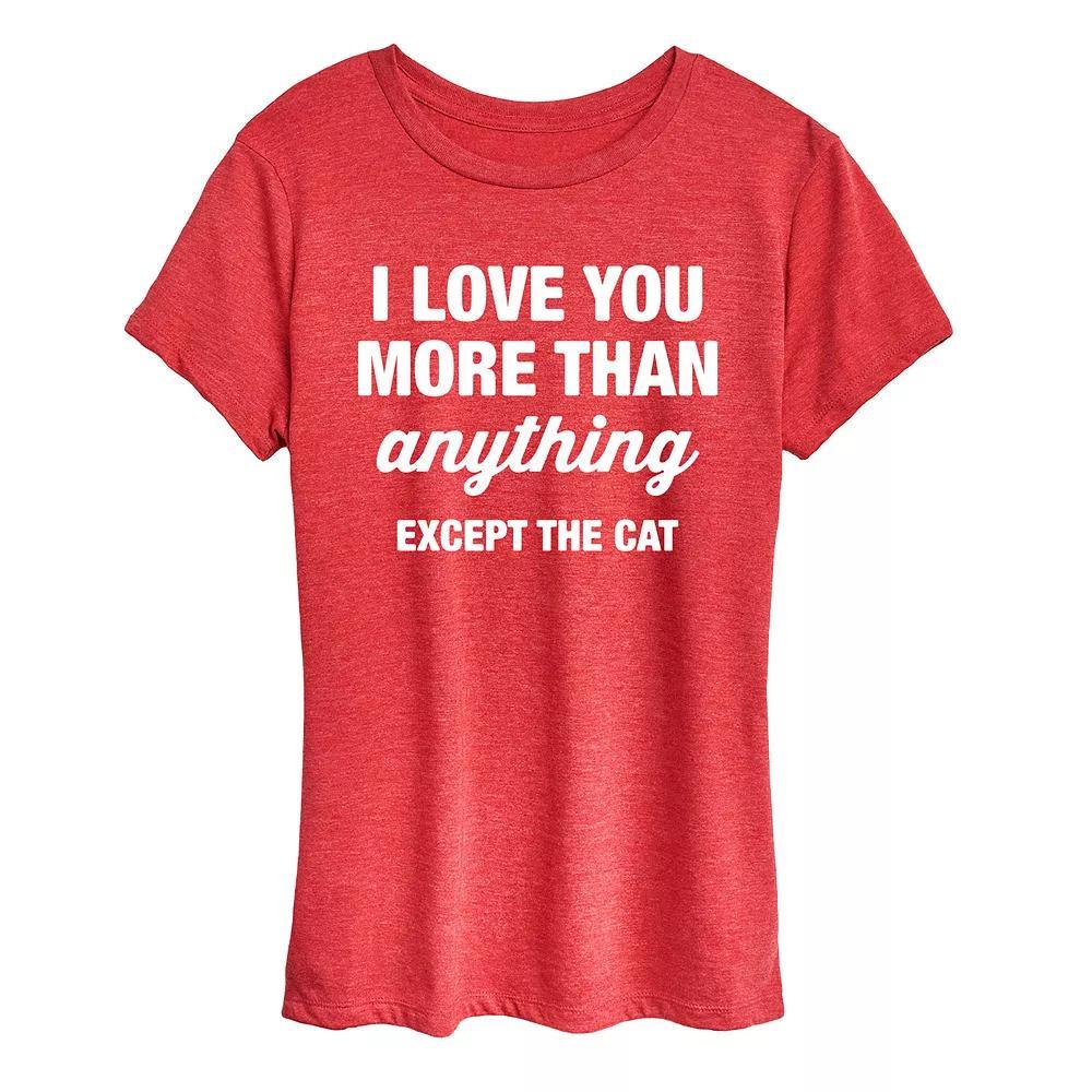 Womens Except The Cat Graphic Tee Grey Dark Red Product Image