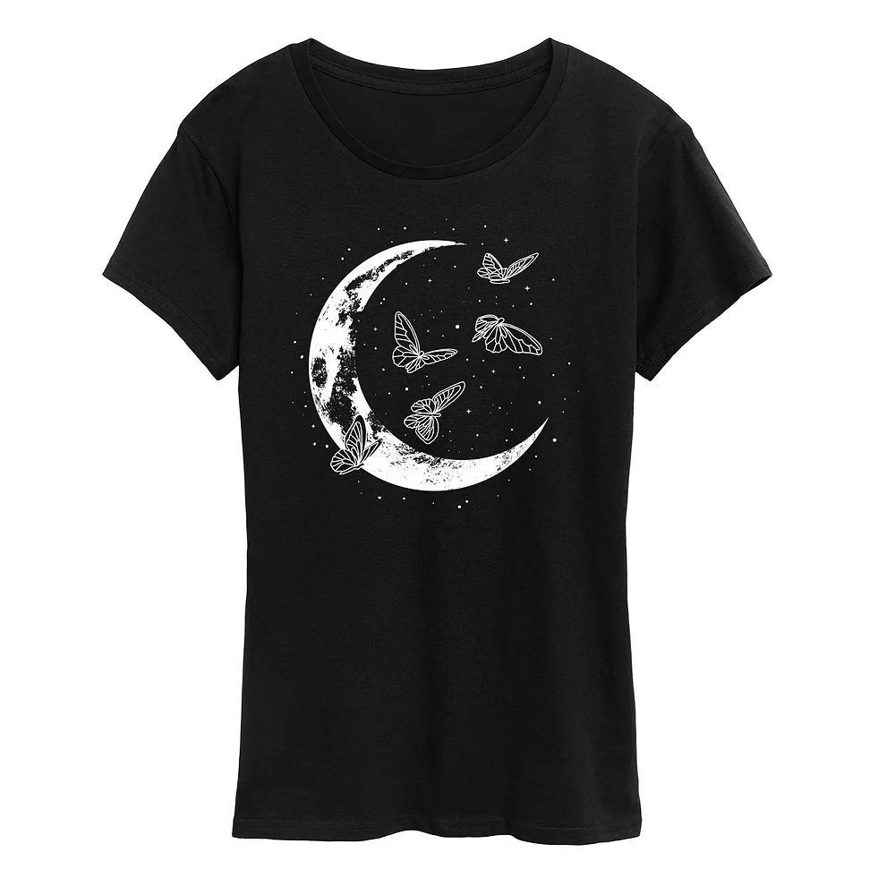 Womens Butterfly Moon Graphic Tee, Girls Product Image