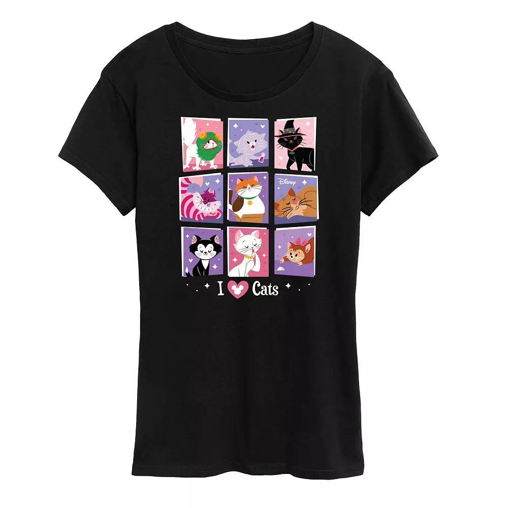 Disney Cats Womens Grid Graphic Tee, Girls Blue Product Image