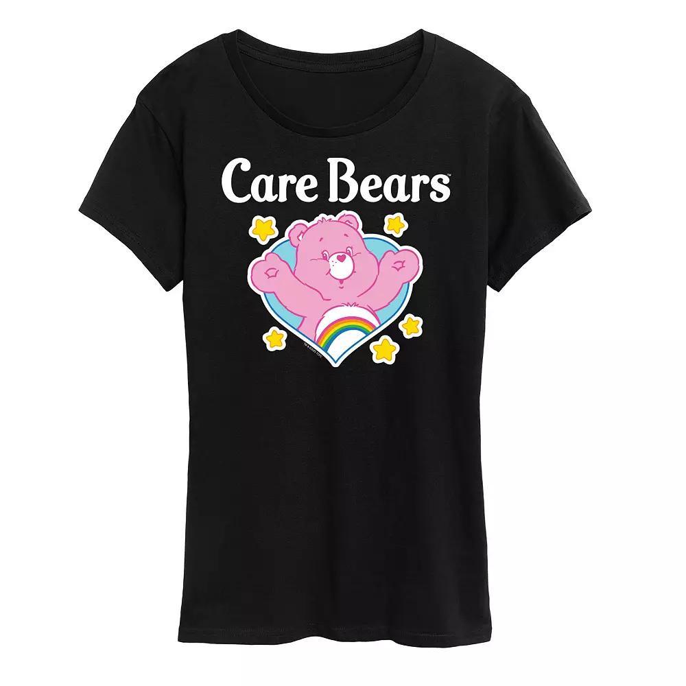 Womens Care Bears Logo Cheer Heart Graphic Tee Heather Grey Product Image