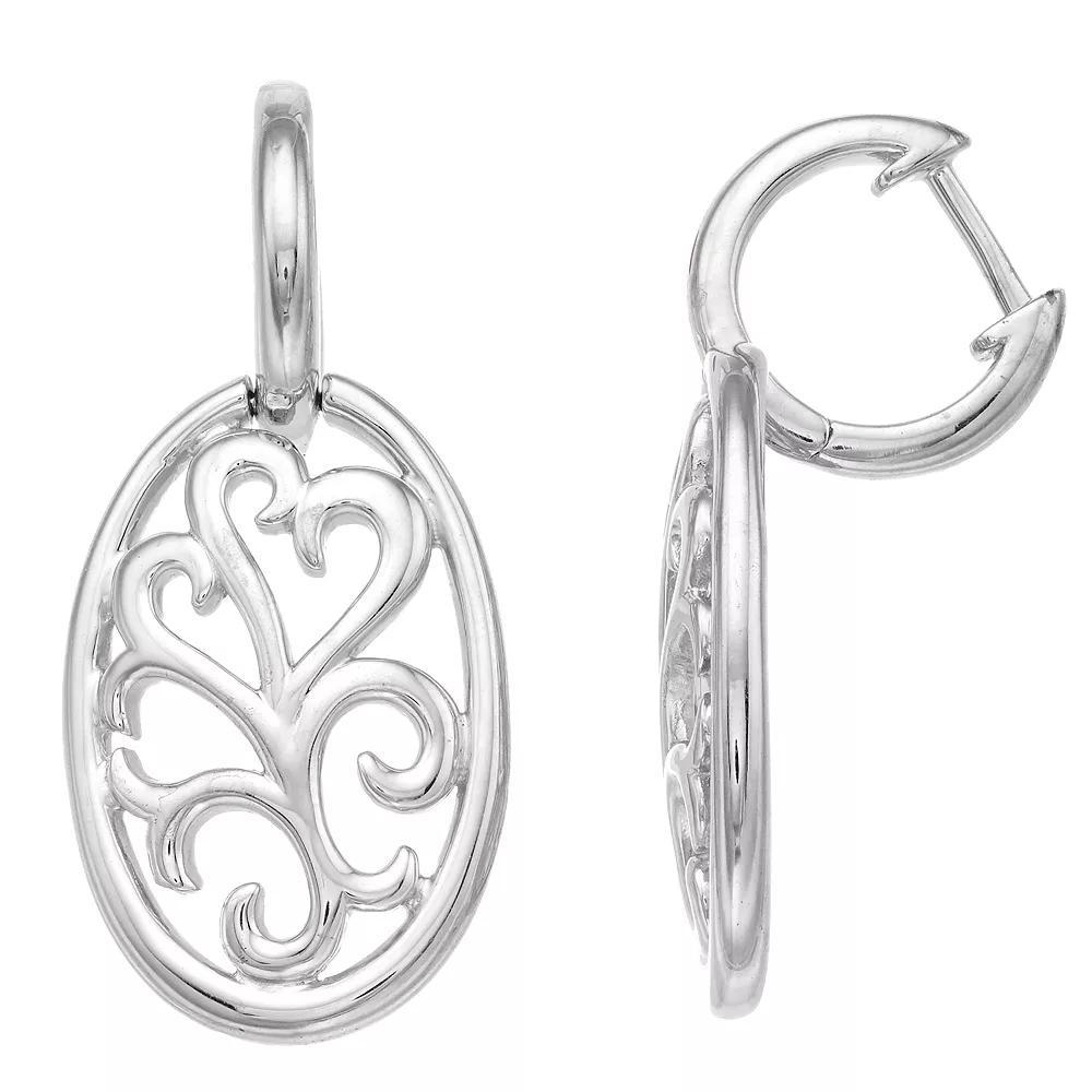 Boston Bay Diamonds Sterling Silver Open Scroll Work Drop Earrings, Women's Product Image
