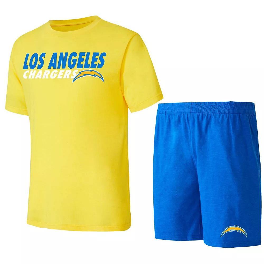 Men's Concepts Sport Powder Blue/Gold Los Angeles Chargers Meter T-Shirt & Shorts Sleep Set, Size: 2XL, Light Product Image