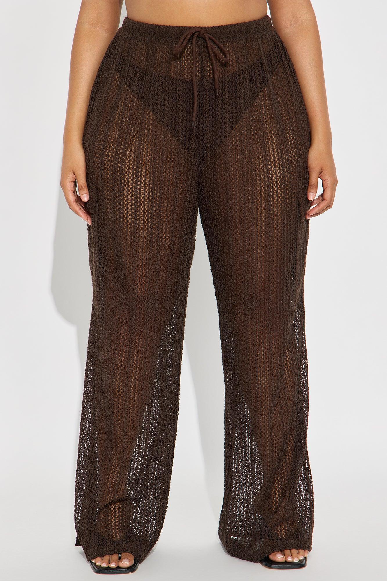 Fun Times Crochet Wide Leg Pant - Chocolate Product Image
