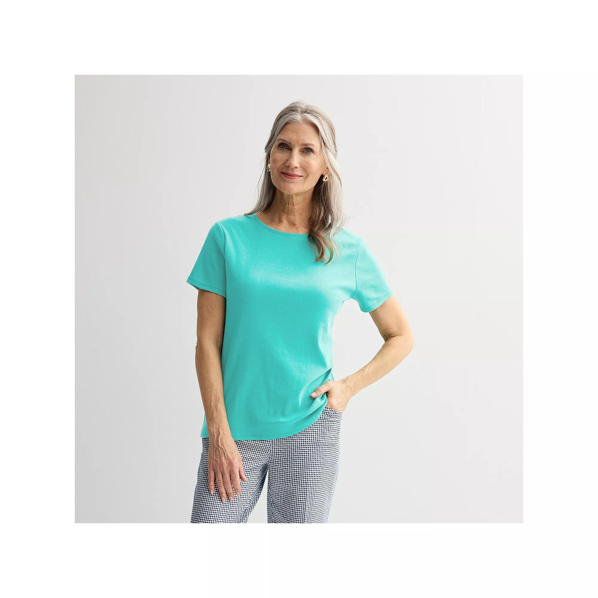 Petite Croft & Barrow Essential Crewneck Tee, Womens Yellow Yellow Product Image