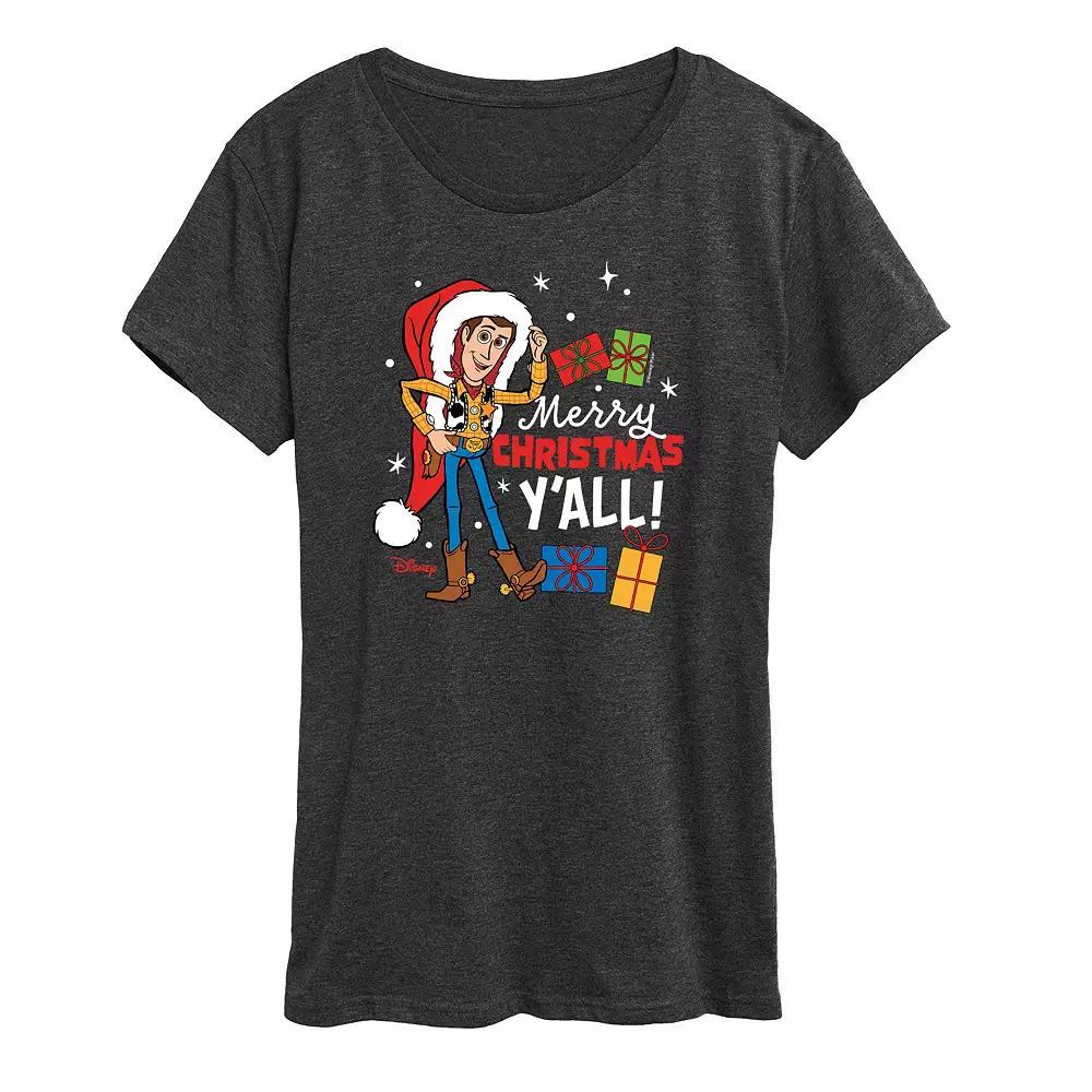 Disney / Pixars Toy Story Womens Christmas Woody Graphic Tee, Girls Heather Grey Product Image