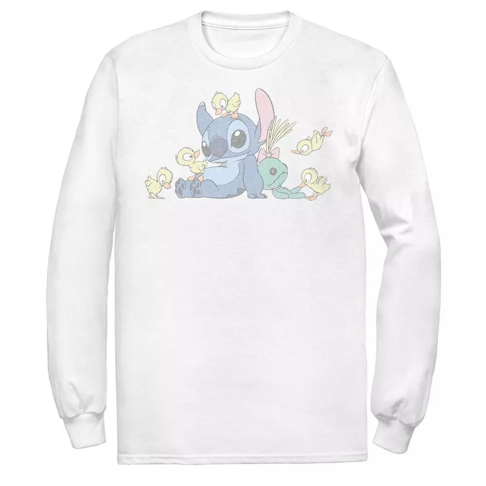 Disney's Lilo & Stitch Men's Ducky Kindness Stitch Long Sleeve Graphic Tee, Size: XXL, White Product Image