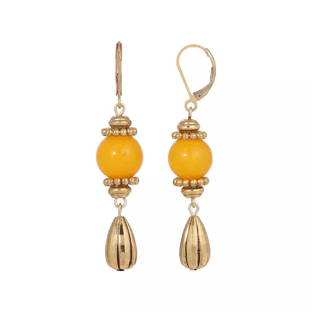 1928 Gold-Tone Semi-Precious Drop Earrings, Womens, Yellow Product Image
