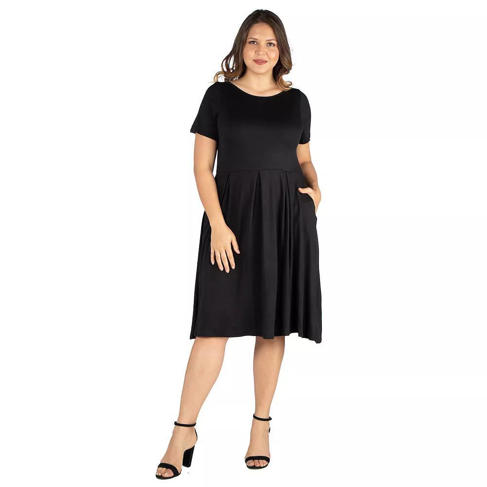 Plus Size 24Seven Comfort Apparel Ruffled Midi Skater Dress, Women's, Size: 1XL, Brown Product Image