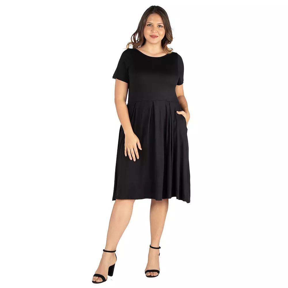 Plus Size 24Seven Comfort Apparel Ruffled Midi Skater Dress, Women's, Size: 1XL, Brown Product Image