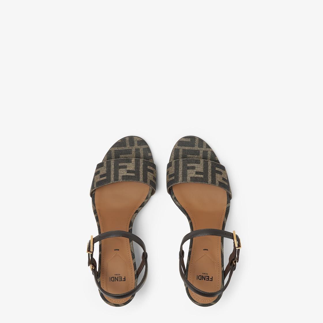 DelfinaBrown FF jacquard medium-heeled sandals Product Image