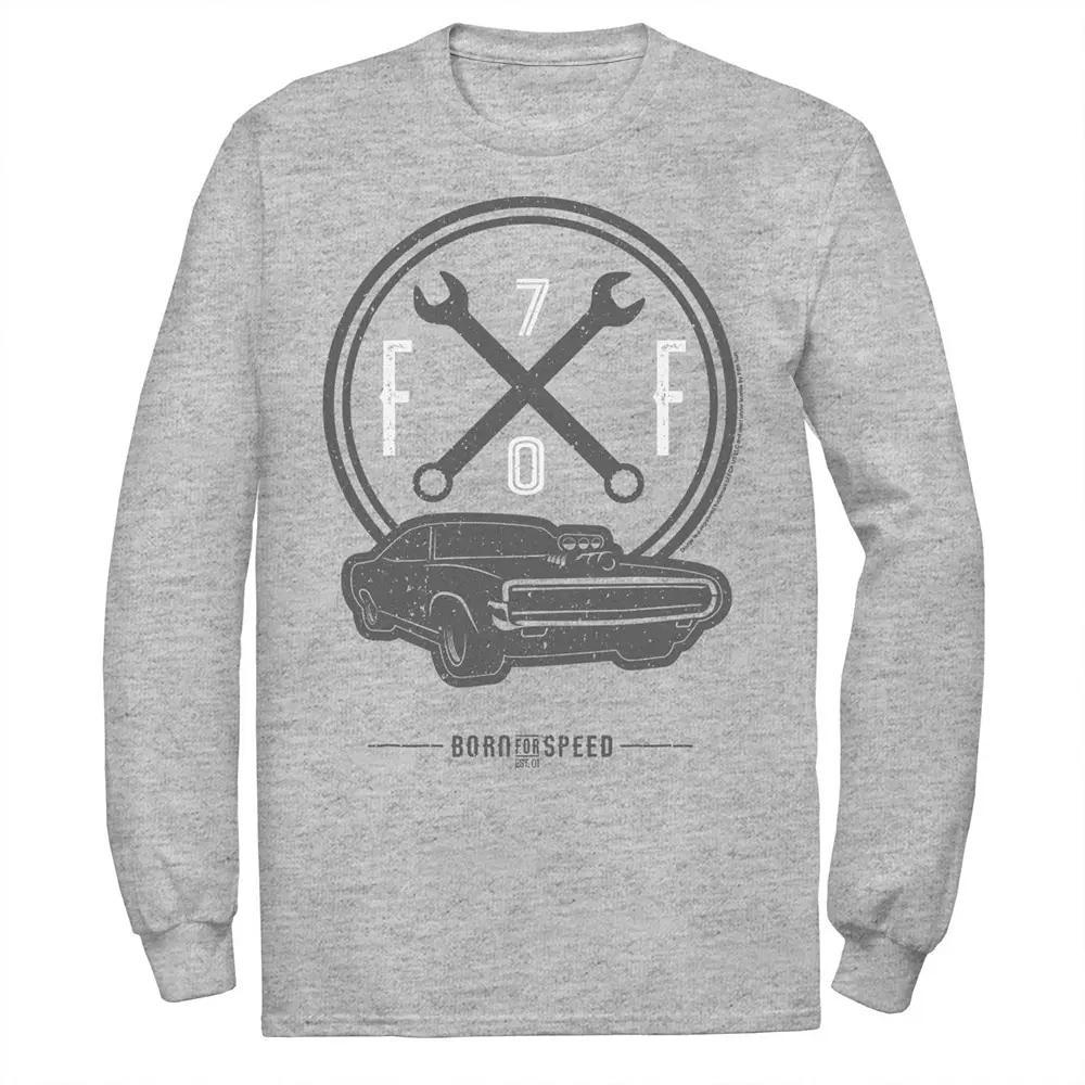 Men's Fast & Furious Born for Speed & Cars Long Sleeve Graphic Tee, Size: Small, Athletic Grey Product Image