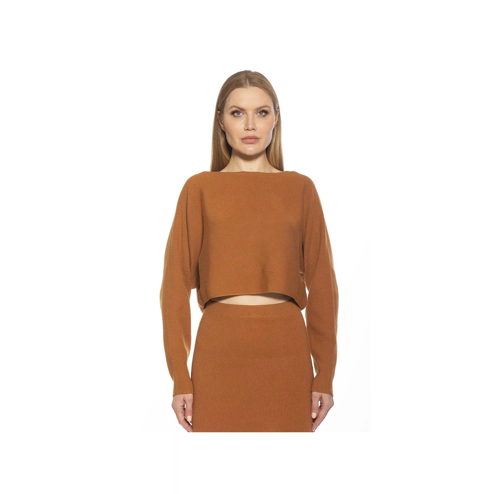 Women's ALEXIA ADMOR Ribbed Knit Dolman Sleeve Top, Size: XL, Camel Product Image