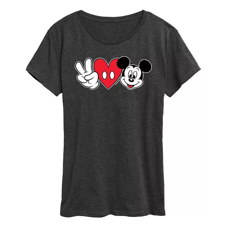 Disney's Mickey Mouse Women's Peace Love Graphic Tee, Girl's, Size: XXL, Heather Grey Product Image