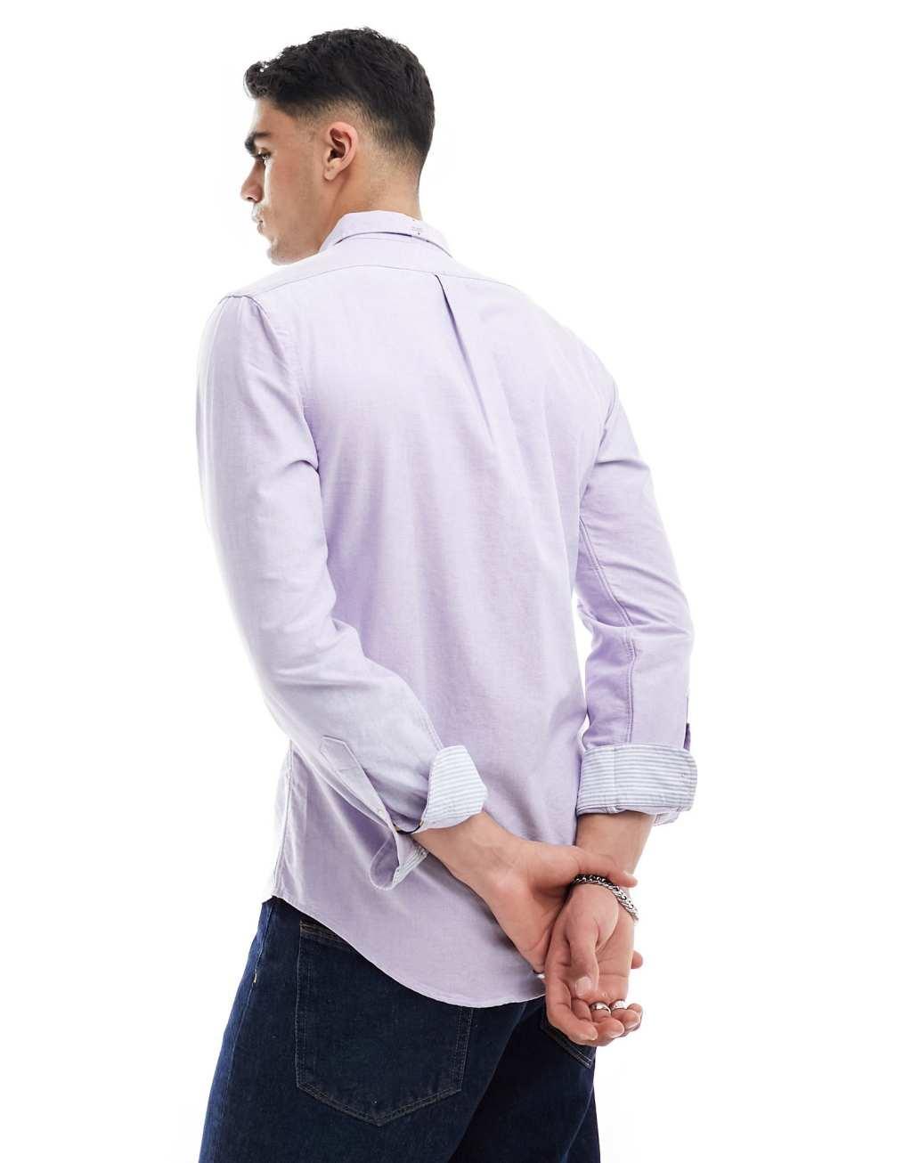 Polo Ralph Lauren icon logo oxford shirt slim fit in lilac Product Image