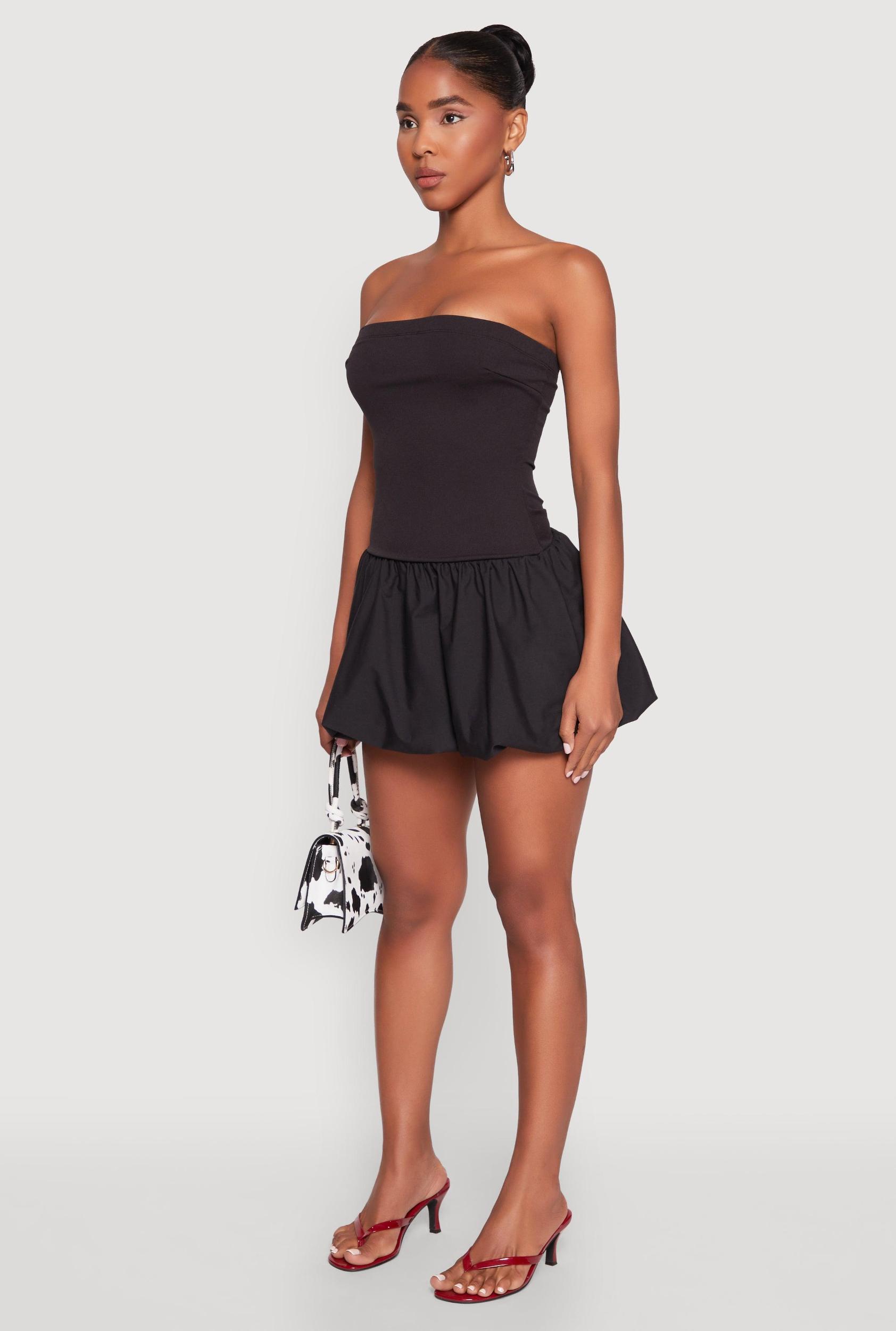 Womens Strapless Bubble Hem Mini Dress Product Image