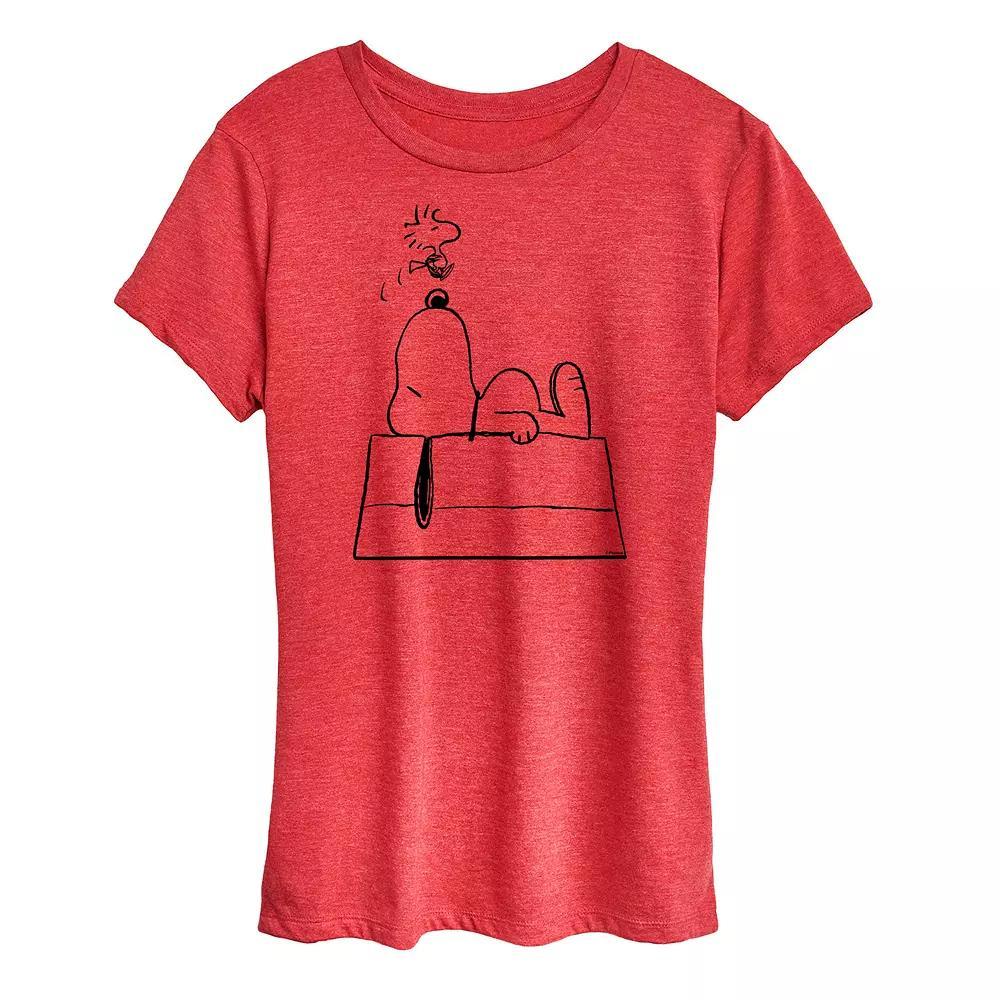Womens Ocean Sunset Linework Graphic Tee Grey Red Product Image