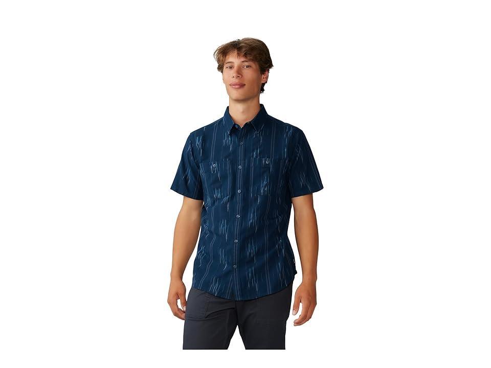 Mountain Hardwear Grove Hide Out Short Sleeve Shirt (Combat Green Ikat) Men's Clothing Product Image