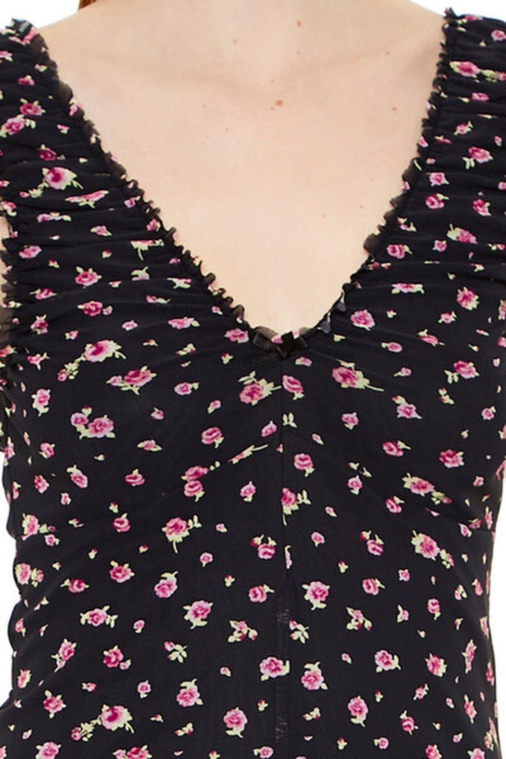 Floral Lettuce-Edge Mini Dress | Forever 21 Product Image