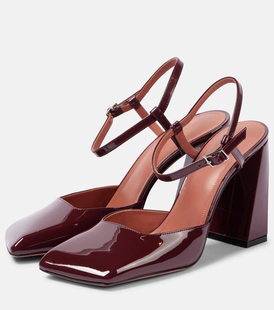 AMINA MUADDI Charlotte 95 Patent Leather Pumps In Wine Product Image