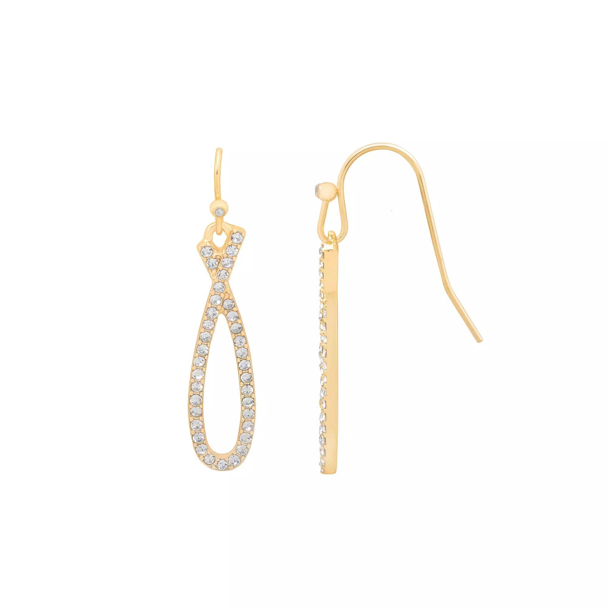 LC Lauren Conrad Gold Tone Pave Drop Earrings, Women's, Clear Product Image