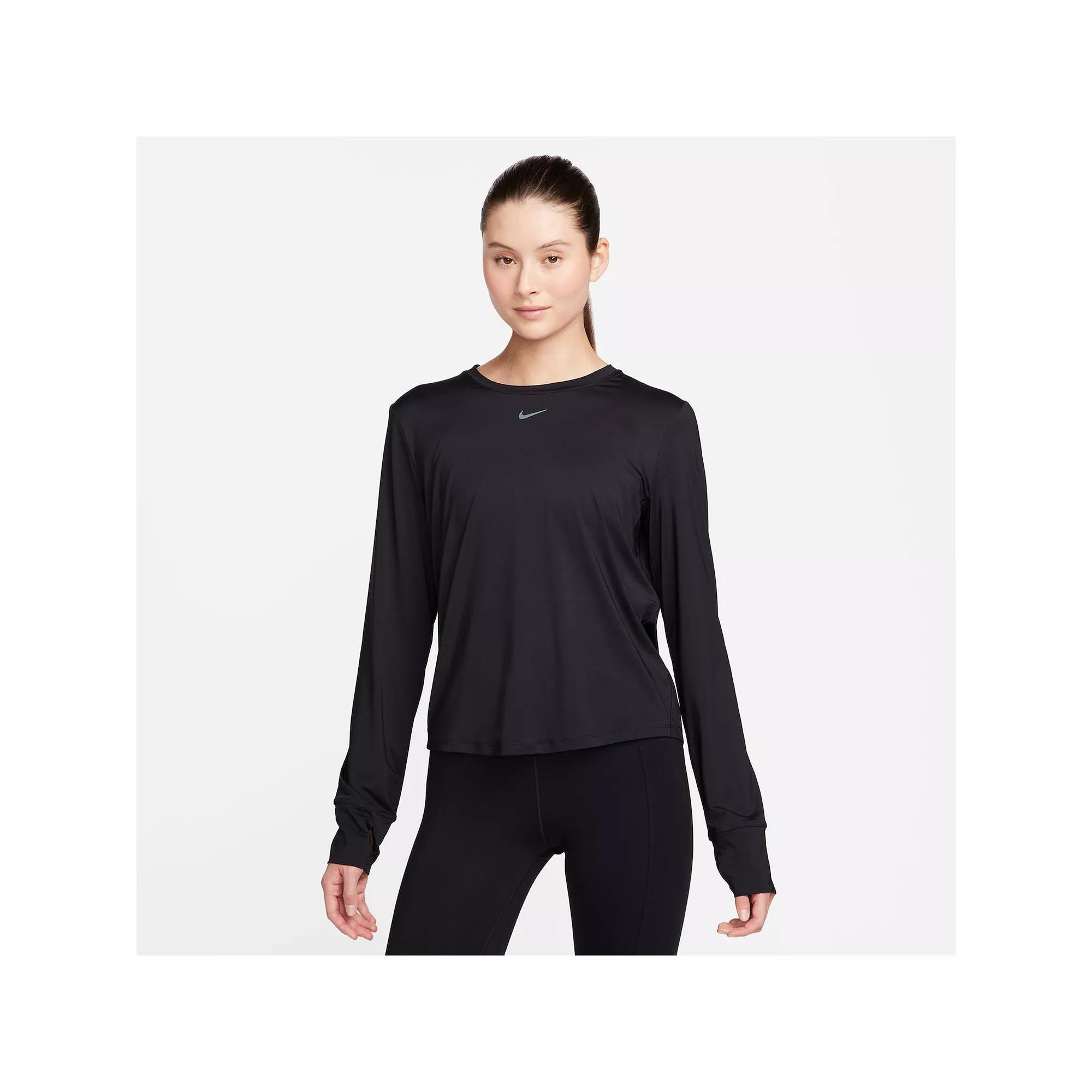 Women's Nike One Classic Dri-FIT Long Sleeve Top, Size: Small, Black Product Image
