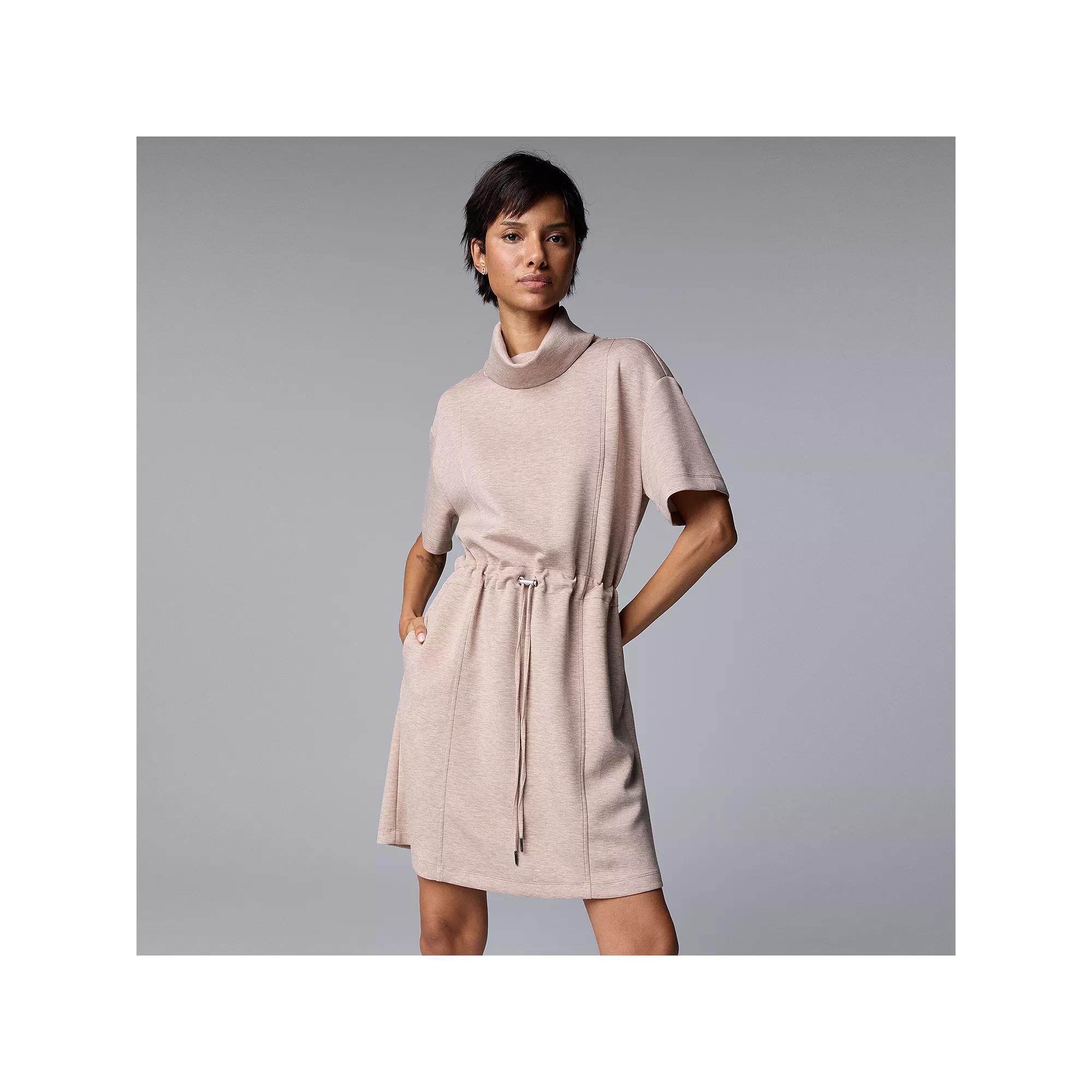 Women's Simply Vera Vera Wang Drawcord Short Dress, Size: Medium, Tapestry  Grey Product Image
