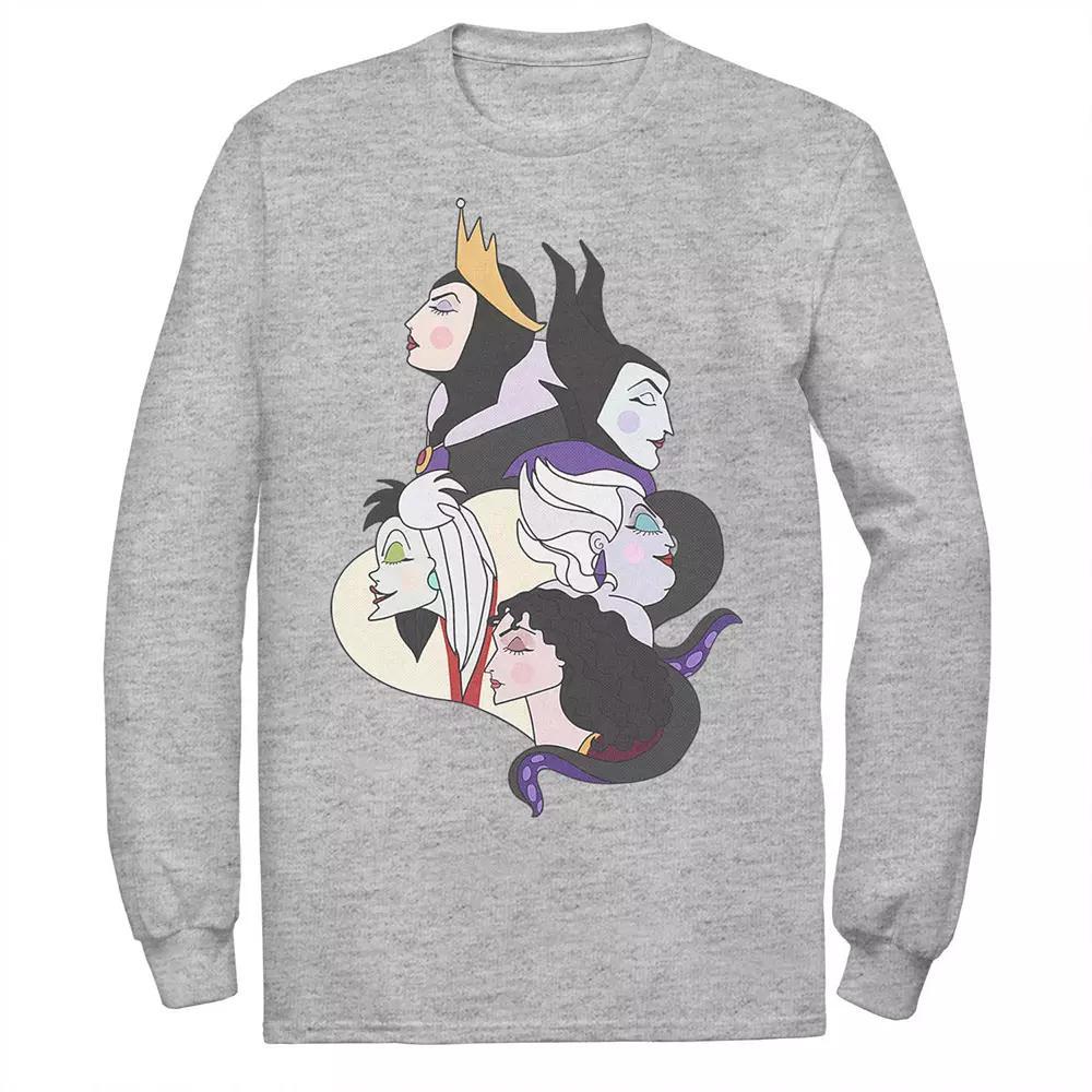 Disneys Villains Side Profile Group Shot Mens Tee, Boys Athletic Grey Product Image