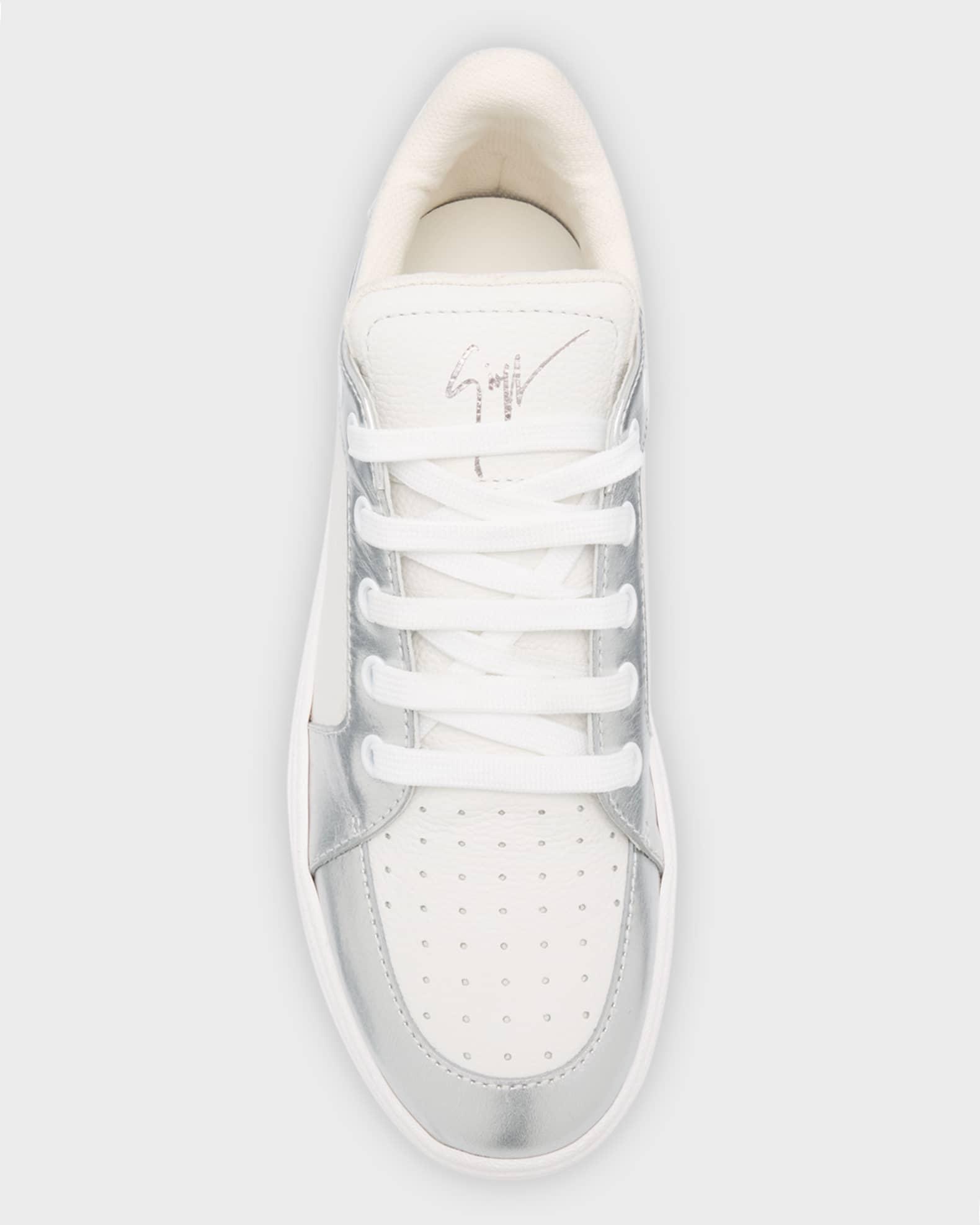 Men's Metallic-Trim Leather Low-Top Sneakers Product Image