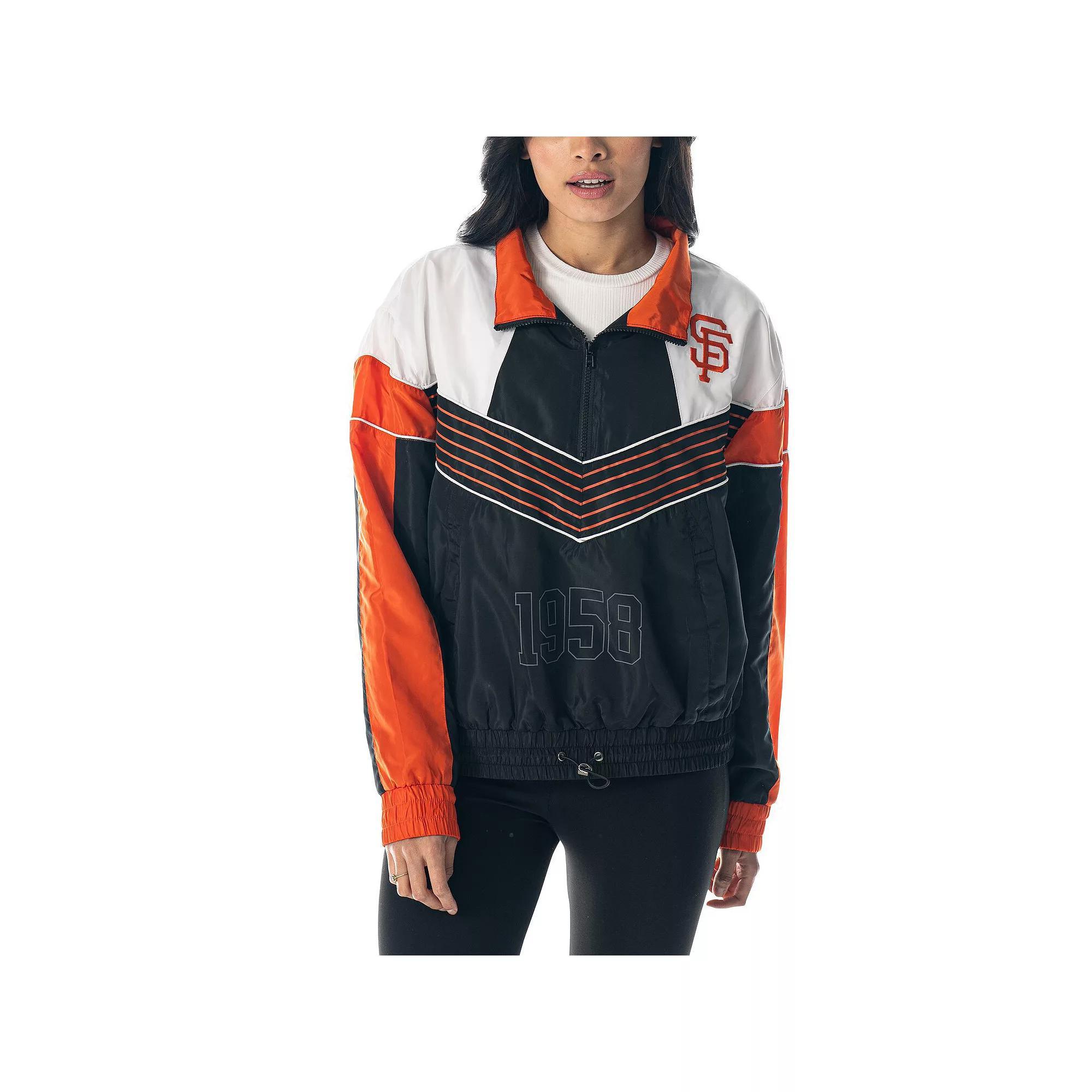 Women's The Wild Collective  Black San Francisco Giants Chevron Half-Zip Track Jacket, Size: XL Product Image