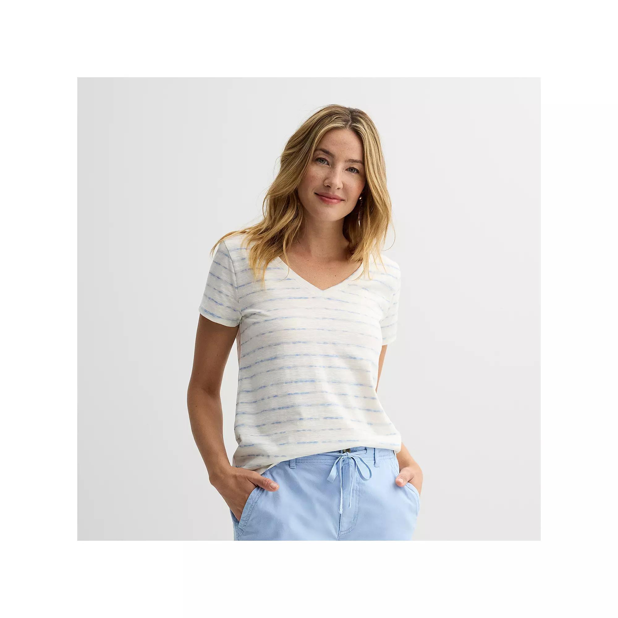 Women's Sonoma Goods For Life® Everyday Short Sleeve V-Neck Tee, Size: XXL, Light Blue Dye Product Image