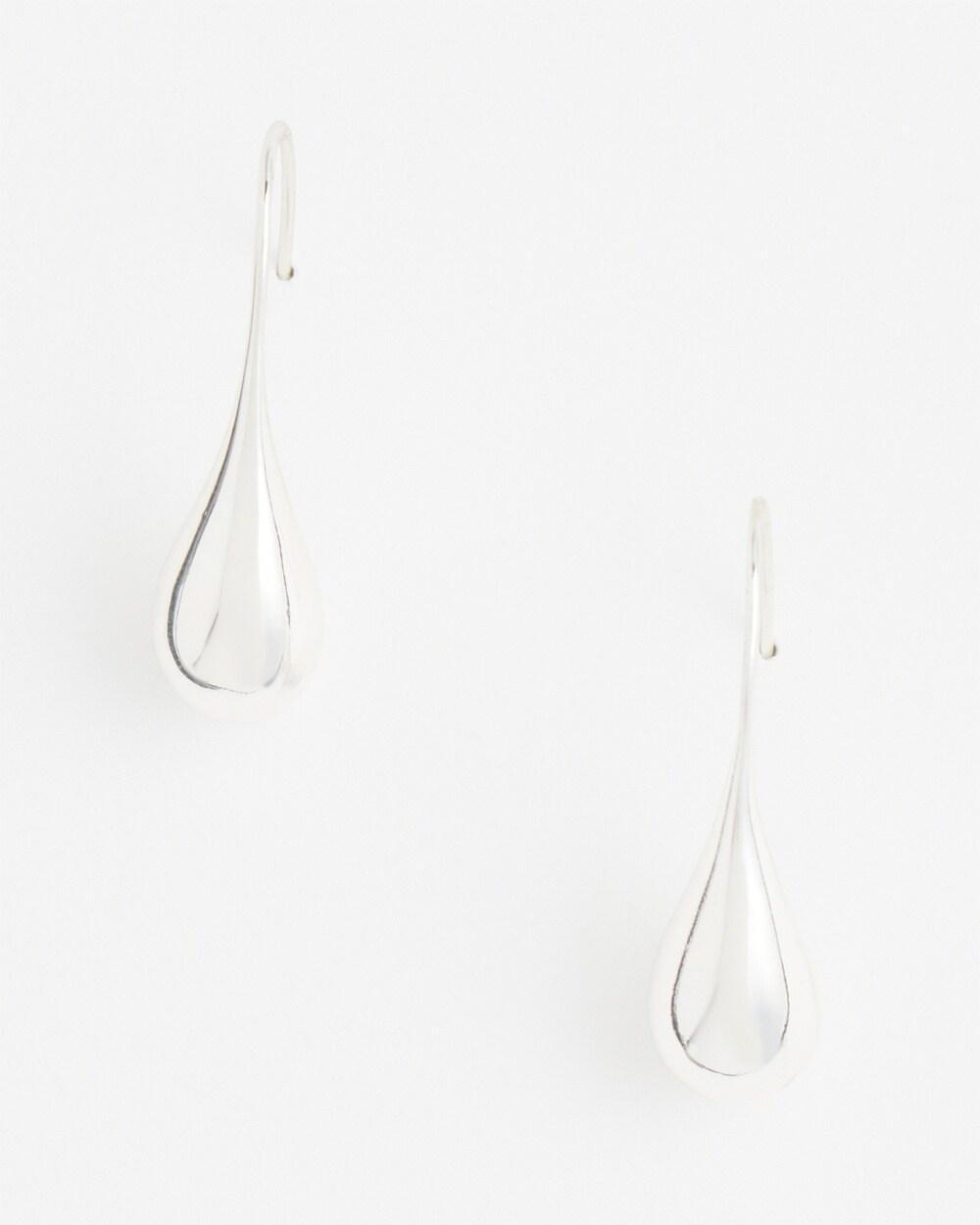 No Droop™ Silver Tone Teardrop Threader Earrings Product Image