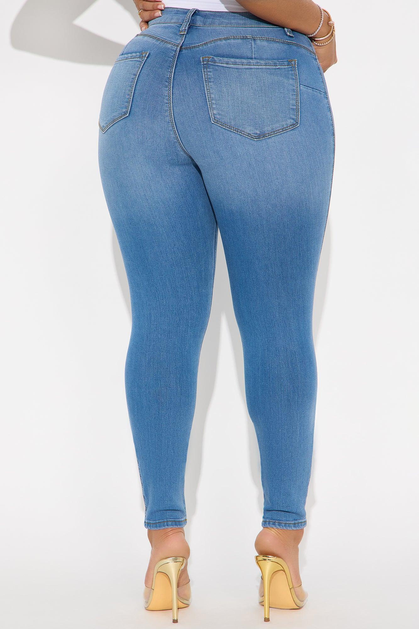 Petite Classic Beauty Booty Lifter Skinny Jeans - Medium Blue Wash Product Image