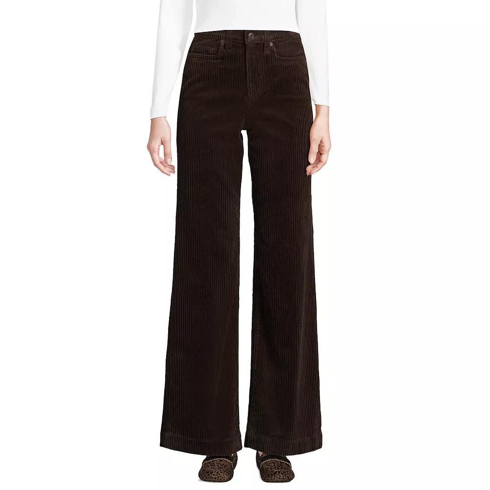 Women's Lands' End High Rise Wide Leg Corduroy Pants, Size: 8, Rich Brown Product Image