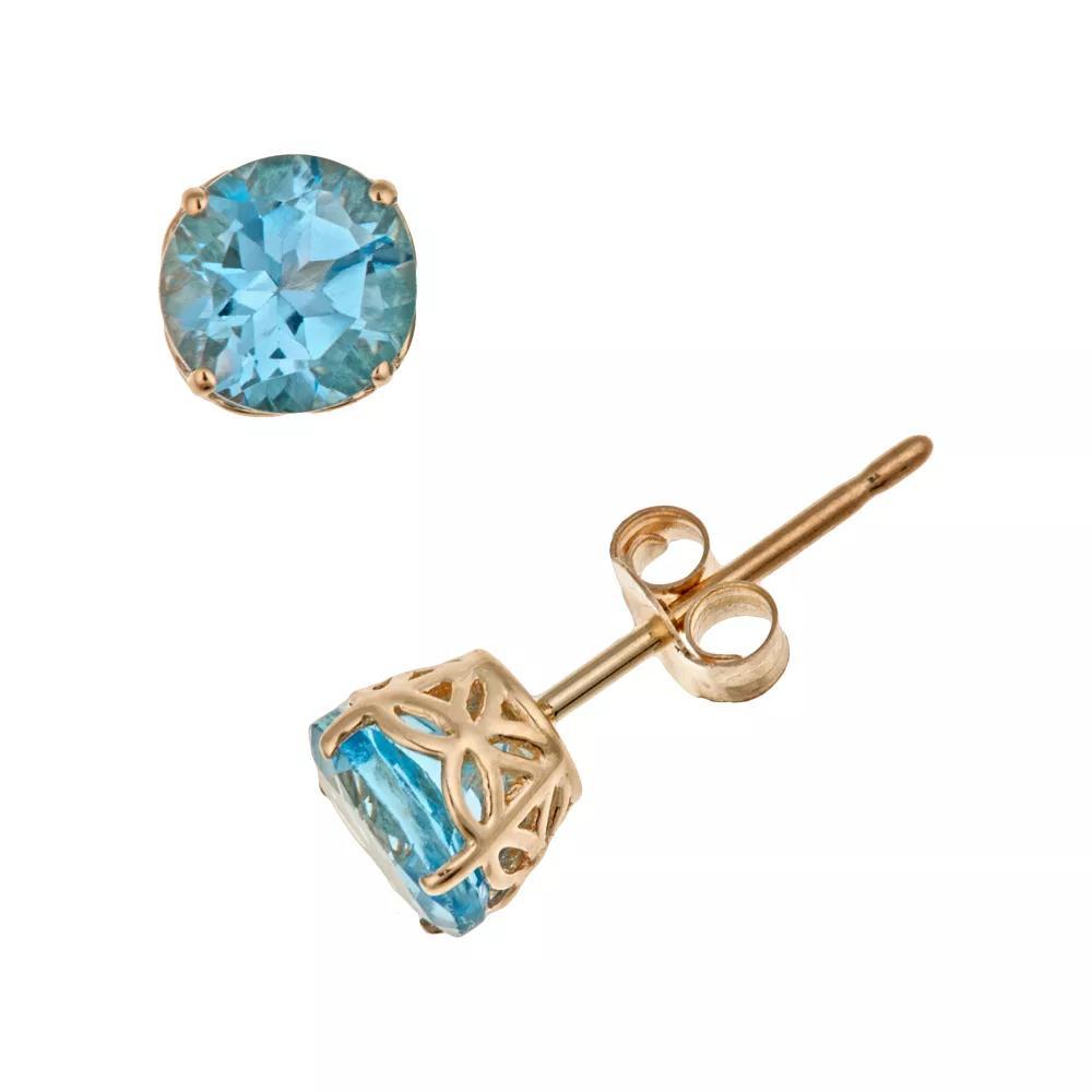 Celebration Gems 14k Gold Swiss Blue Topaz Stud Earrings, Women's Product Image