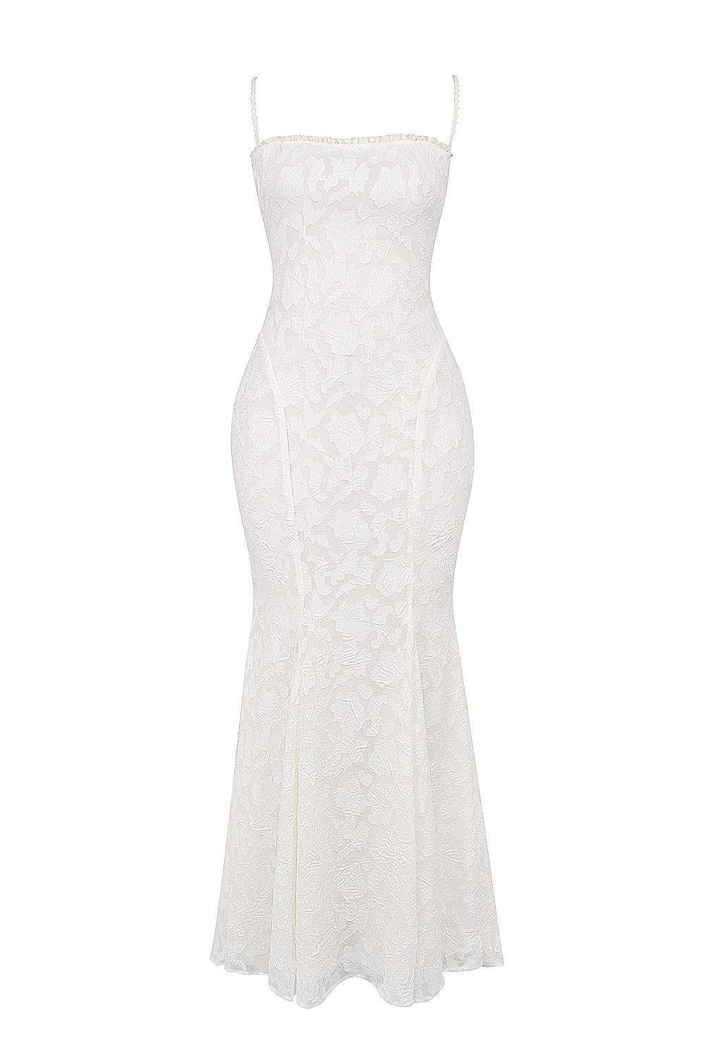 Joan Ivory Lace Up Back Maxi Dress Product Image