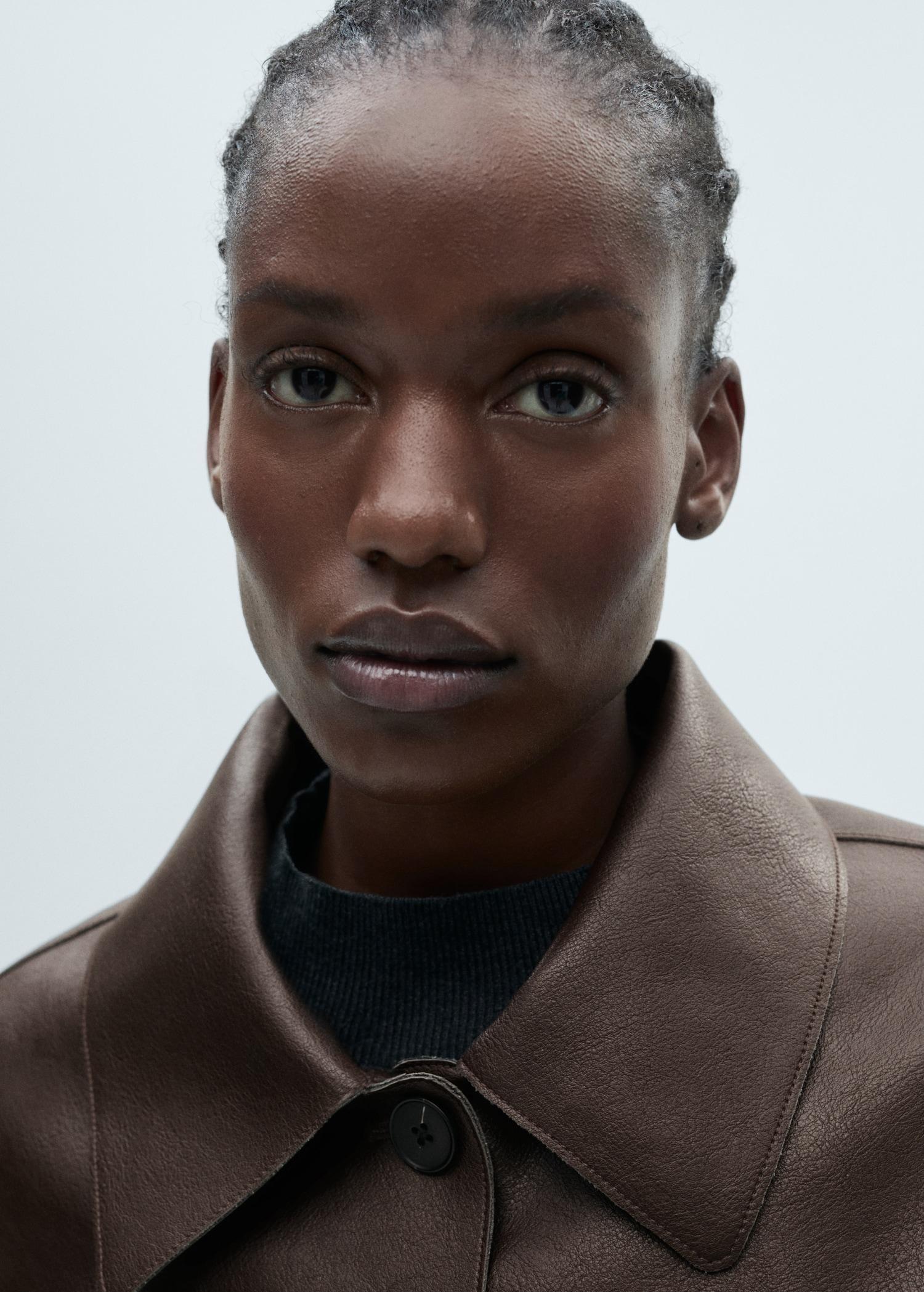 Leather-effect jacket with pockets - Women | MANGO USA Product Image