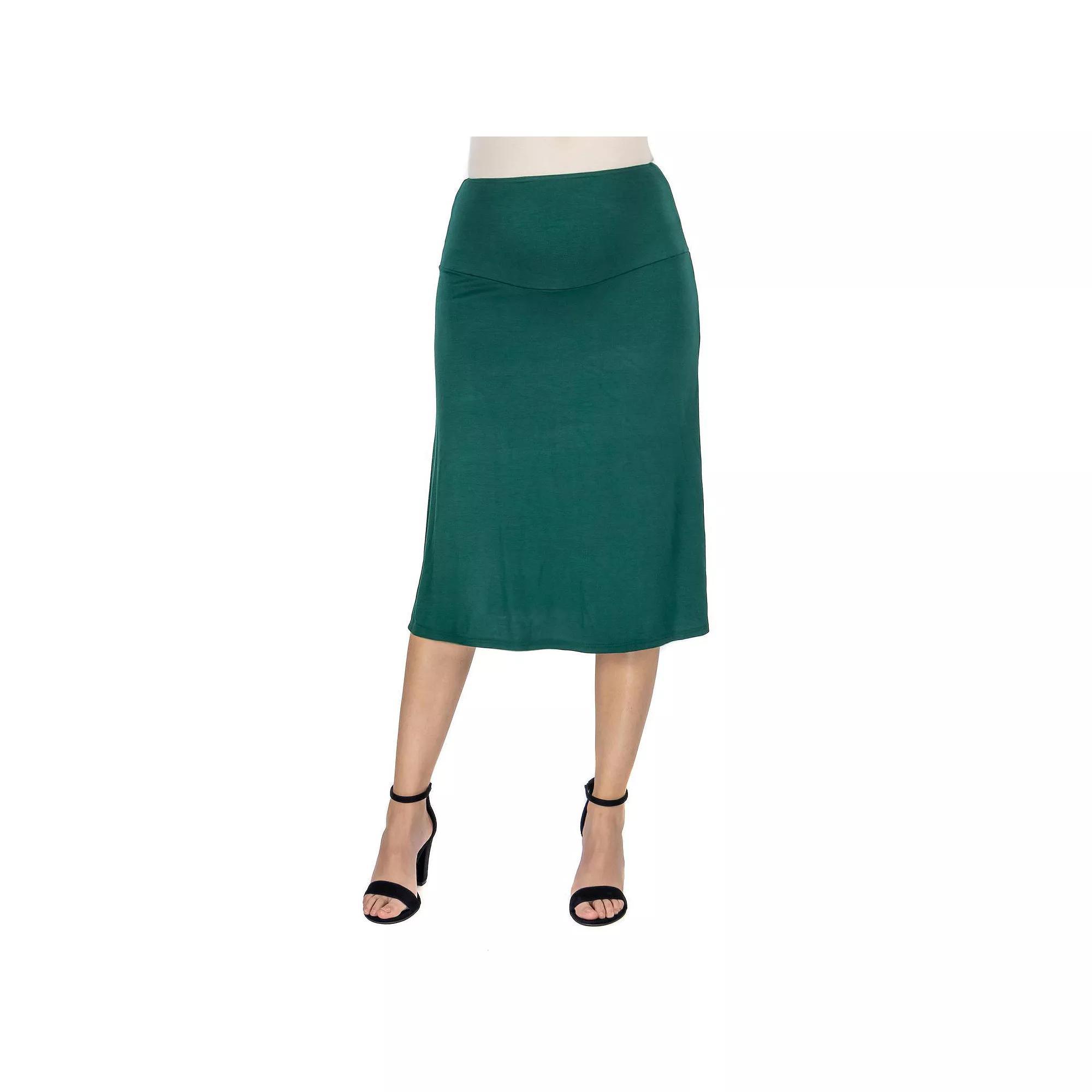 Maternity 24Seven Comfort Apparel A-Line Elastic Waist Skirt, Women's, Size: Small-Mat, Green Product Image