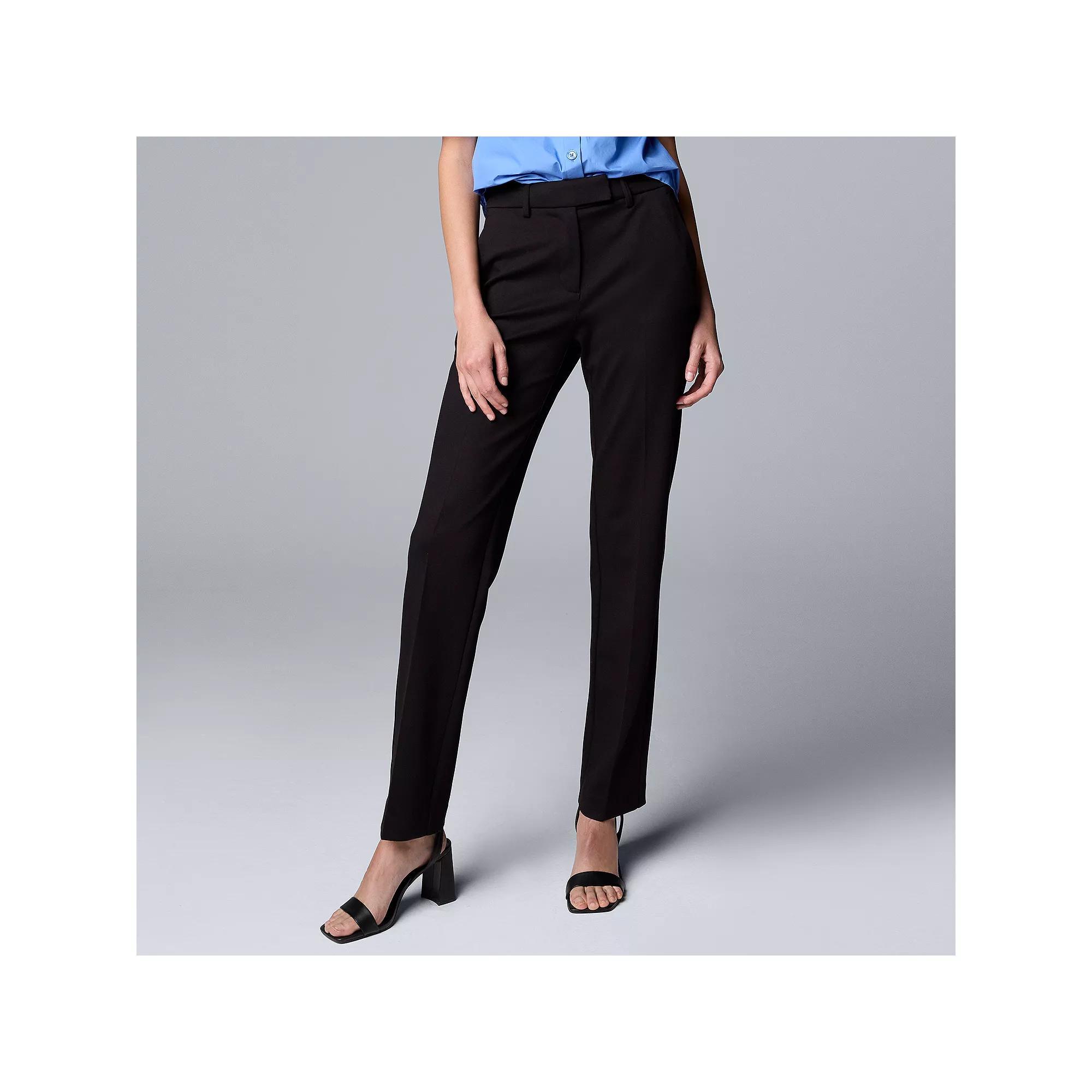Women's Simply Vera Vera Wang High-Rise Slim Straight Pants, Size: 16 Short, Vera Black Product Image