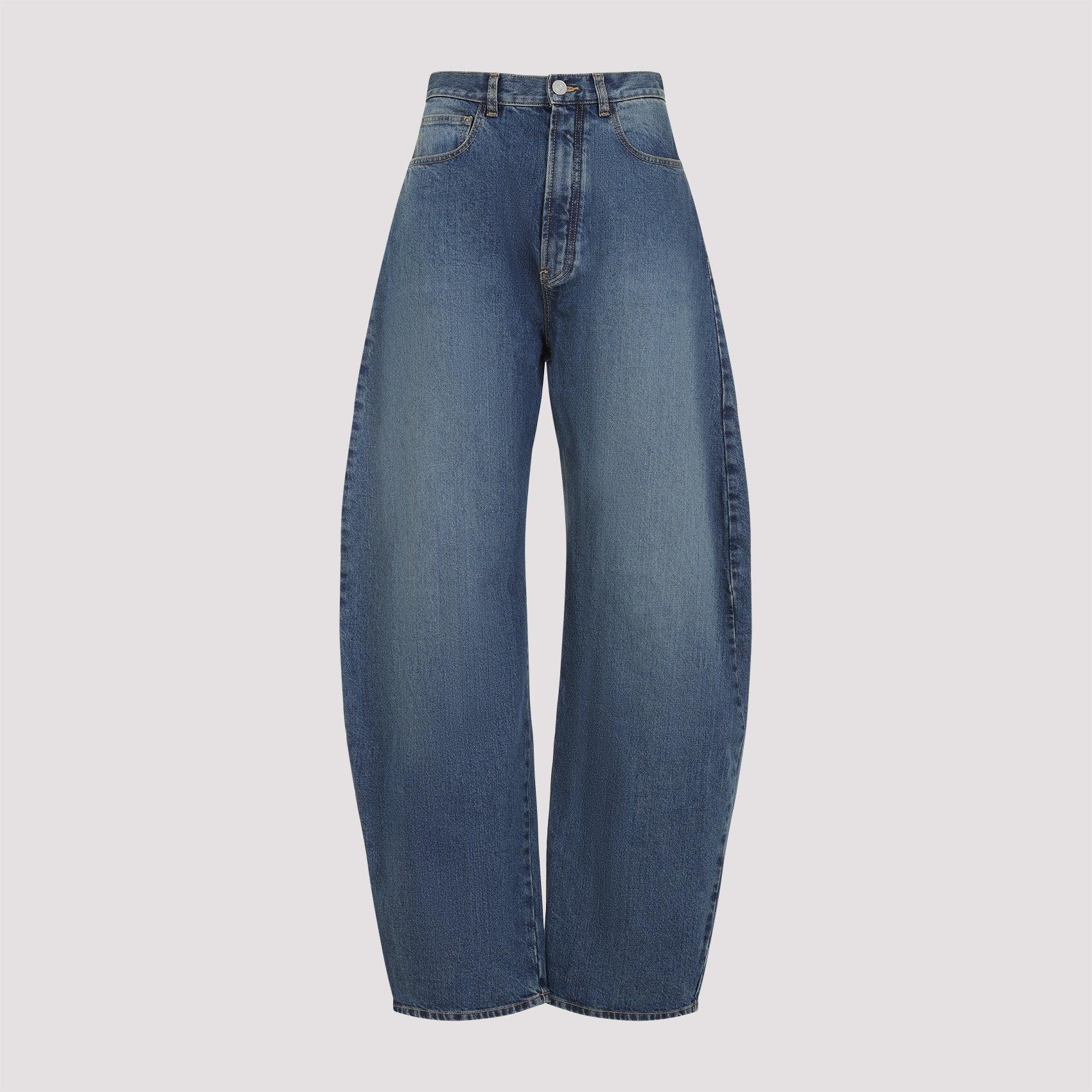 ALAÏA Barrel Leg Jeans In Blue Product Image