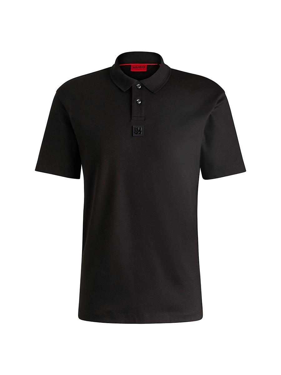 Mens Interlock-Cotton Polo Shirt with Stacked Logo Product Image