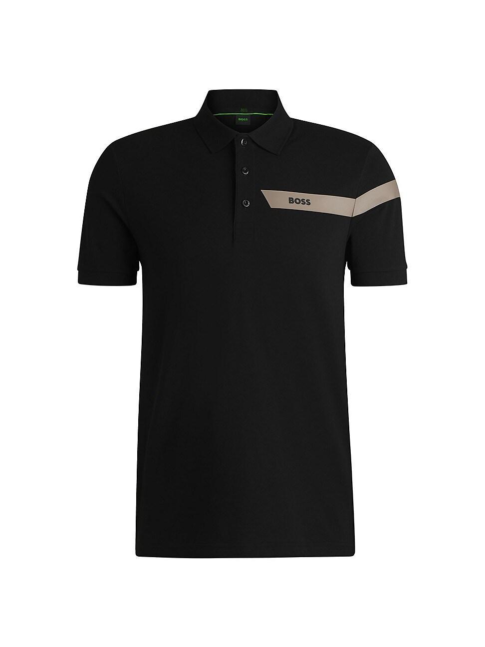 Mens Slim-Fit Polo Shirt with Logo Stripe Product Image