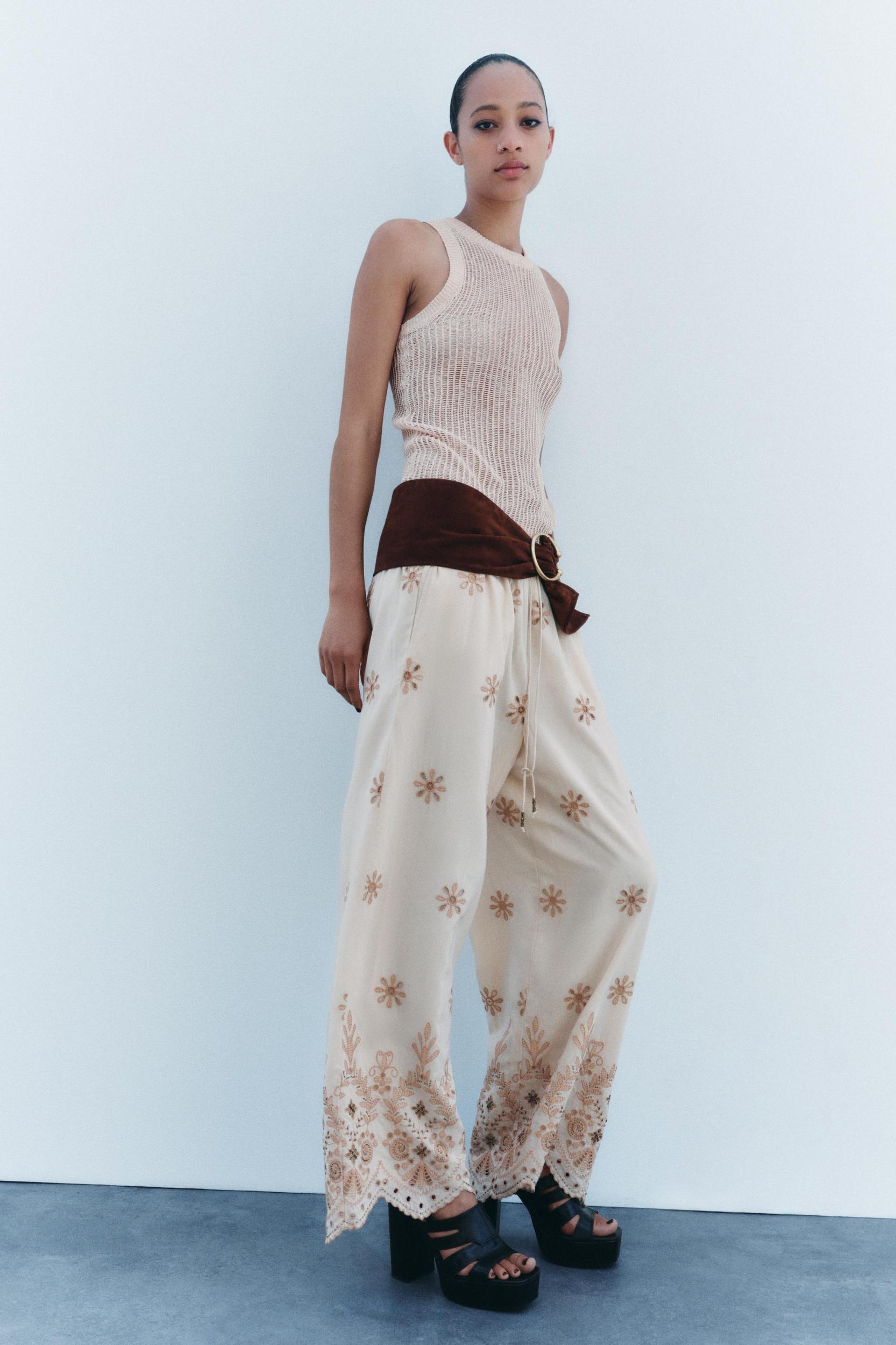 EMBROIDERED PANTS ZW COLLECTION Product Image