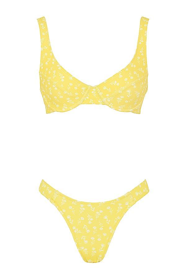Mariposa  yellow white floral print bikini Product Image