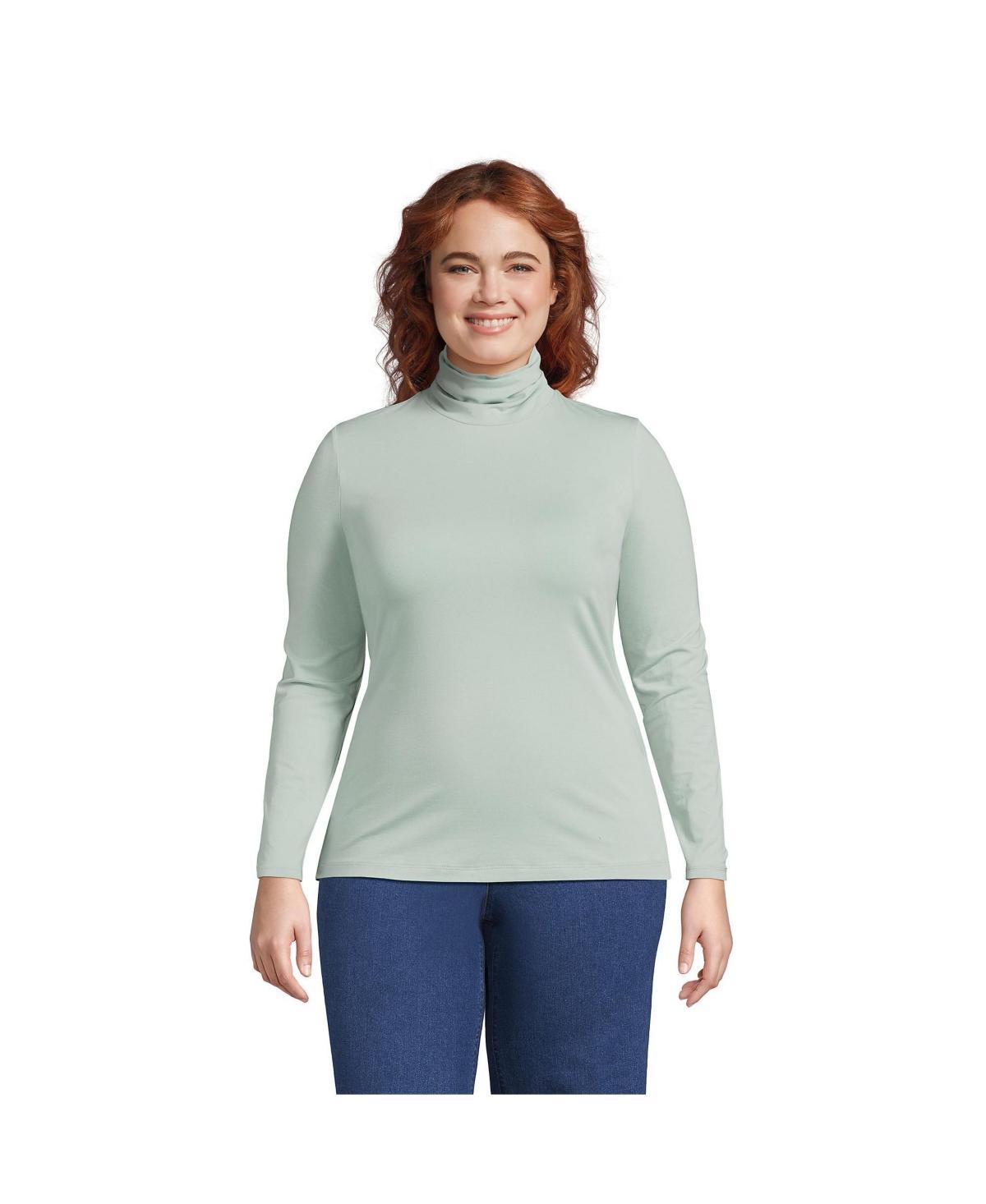Plus Size Lands' End Lightweight Fitted Long Sleeve Turtleneck, Women's, Size: 1XL, White Product Image