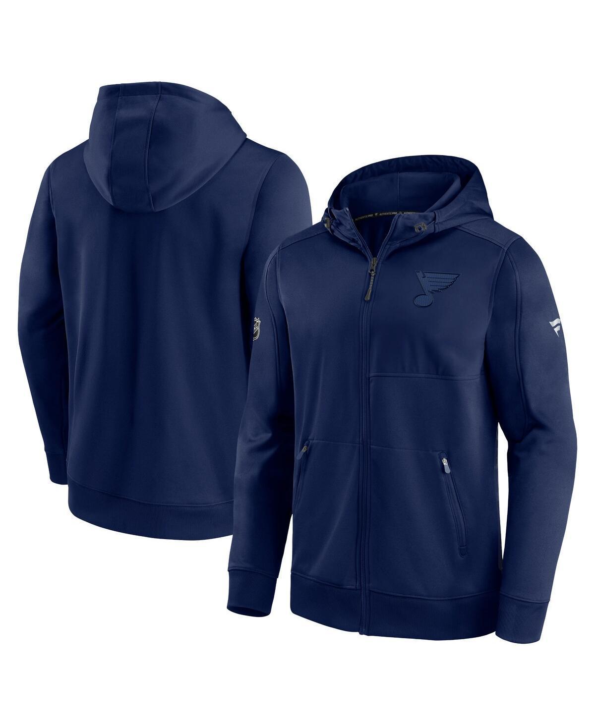 Men's Fanatics Branded Navy St. Louis Blues Authentic Pro Travel & Training Full-Zip Hoodie, Size: Small Product Image